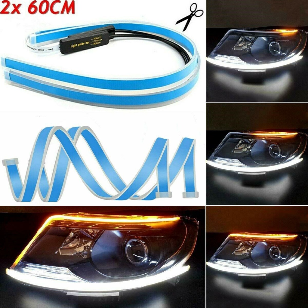 Bộ 2 Dây Đèn Led Mí Dẻo Chống Nước Độ Xi Nhan Ô Tô Nháy Đuổi Kiểu Audi / Demi Xe Máy, Ô Tô - Nguồn 12V