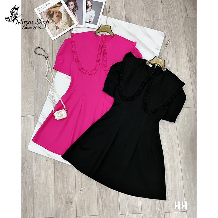 Váy thiết kế nữ cổ sen bèo, váy đi chơi, đi tiệc, đi học nữ tính, nhẹ nhàng mà sang trọng Minxu Shop mã VAY01