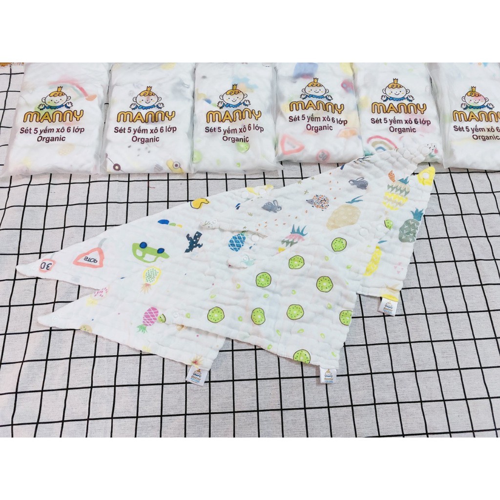 Set 5 yếm xô 6 lớp Manny siêu mềm cho bé