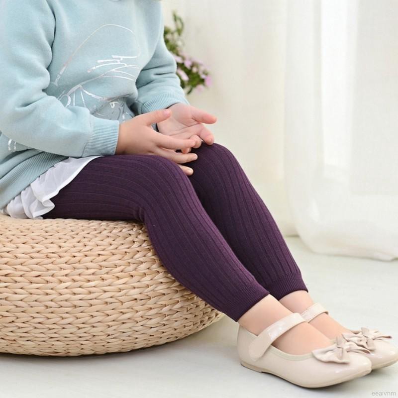 Quần Legging Cotton Màu Trơn Mềm Mại Cho Bé Gái