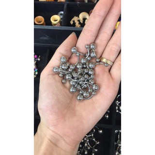 Combo 10 khuyên xỏ rốn basic trơn màu bạc