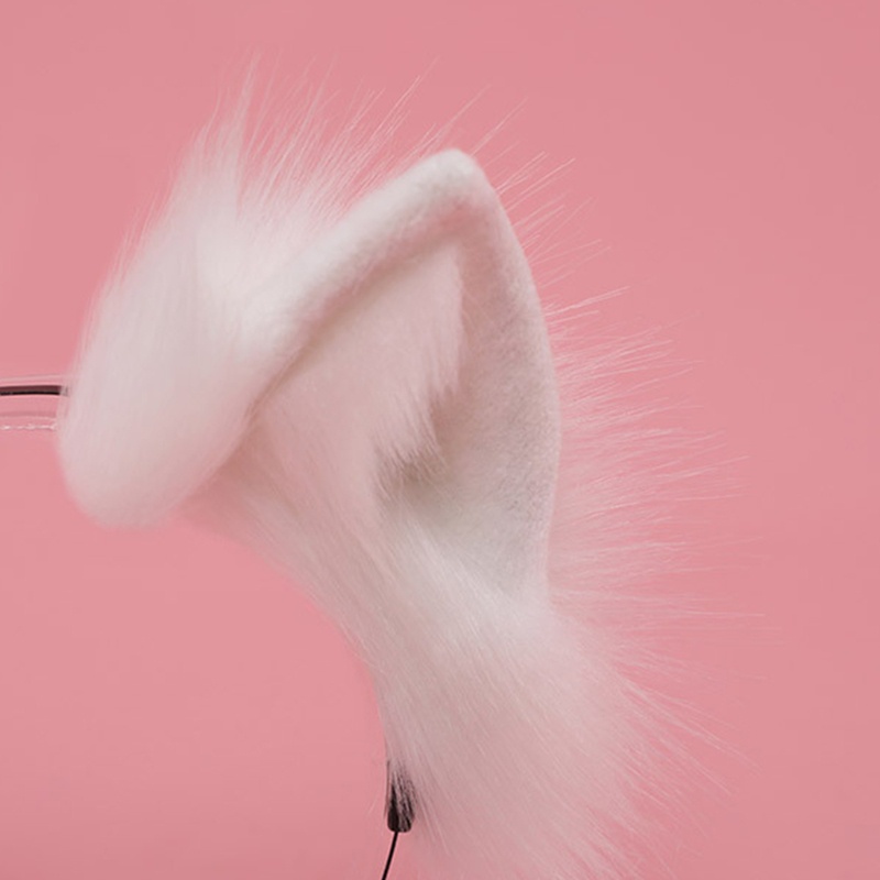 Băng Đô Tai Mèo Lông Giả Màu Trơn Hóa Trang
