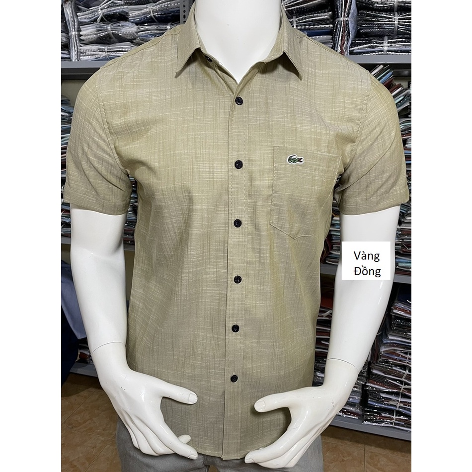ÁO SƠ MI NAM TAY NGẮN CÔNG SỞ TRƠN VẢI LINEN MỀM MÁT