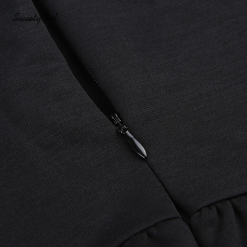 Đầm Mini Tay Dài Ôm Eo Màu Đen Trơn Thời Trang 2022 Dành Cho Nữ