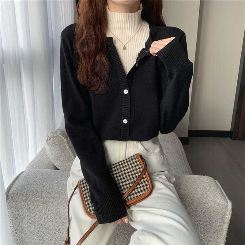 Áo Sweater Cổ Cao Giả Hai Lớp Dáng Ôm Thời Trang Thu Đông Hàng Mới 2022