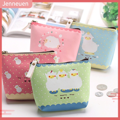 Ví Da PU Đựng Tiền Xu Hình Cừu Con Có Khóa Kéo Cho Bé Gái