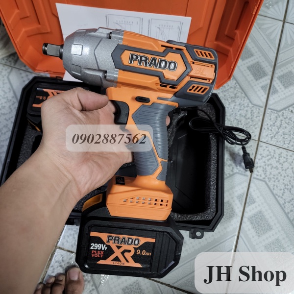 máy siết bulong dùng pin PRADO 299v pin 9.0 ah (máy 2 pin đủ phụ kiện)