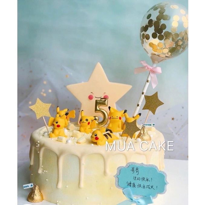 Set 6 Pikachu trang trí bánh phụ kiện sinh nhật