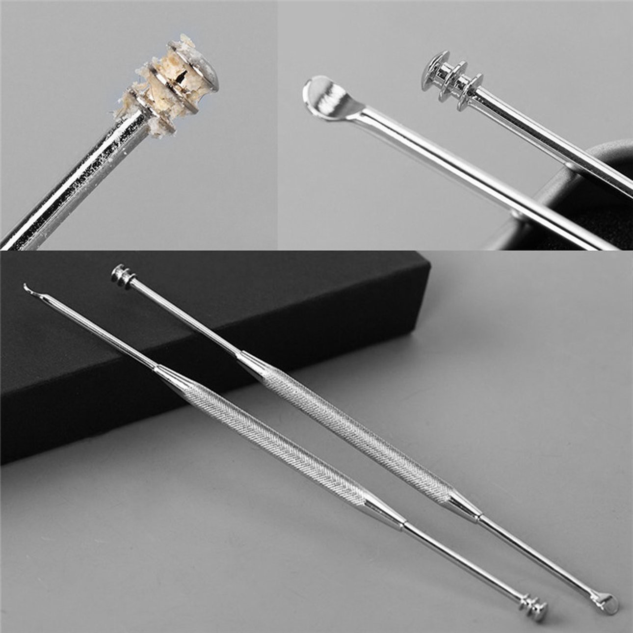 ❤️NIZIU❤️Stainless Steel Earpick Wax Remover Curette Cleaner Health Care Tool Ear Pick/Thép không gỉ Lấy ráy tai Loại bỏ sáp Curette Dọn dẹp hơn Dụng cụ chăm sóc sức khỏe Lấy tai