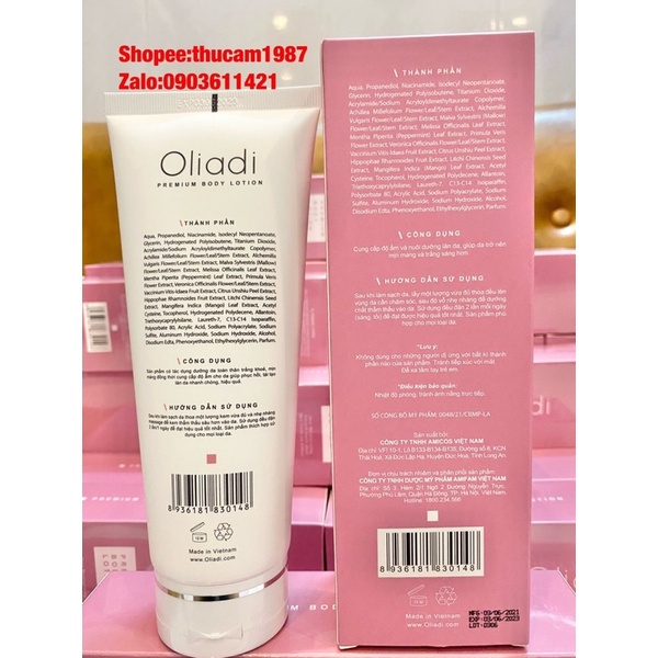 kem BODY OLIADI PREMIUM BODY LOTION dưỡng trắng da   [CHÍNH HÃNG] 200ml.