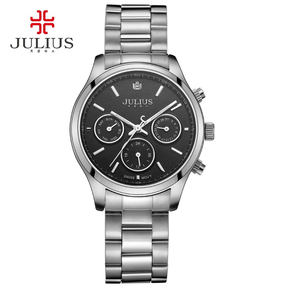 Đồng hồ nữ Julius Hàn Quốc JA-946 chạy 6 kim tiện lợi dây thép thanh lịch