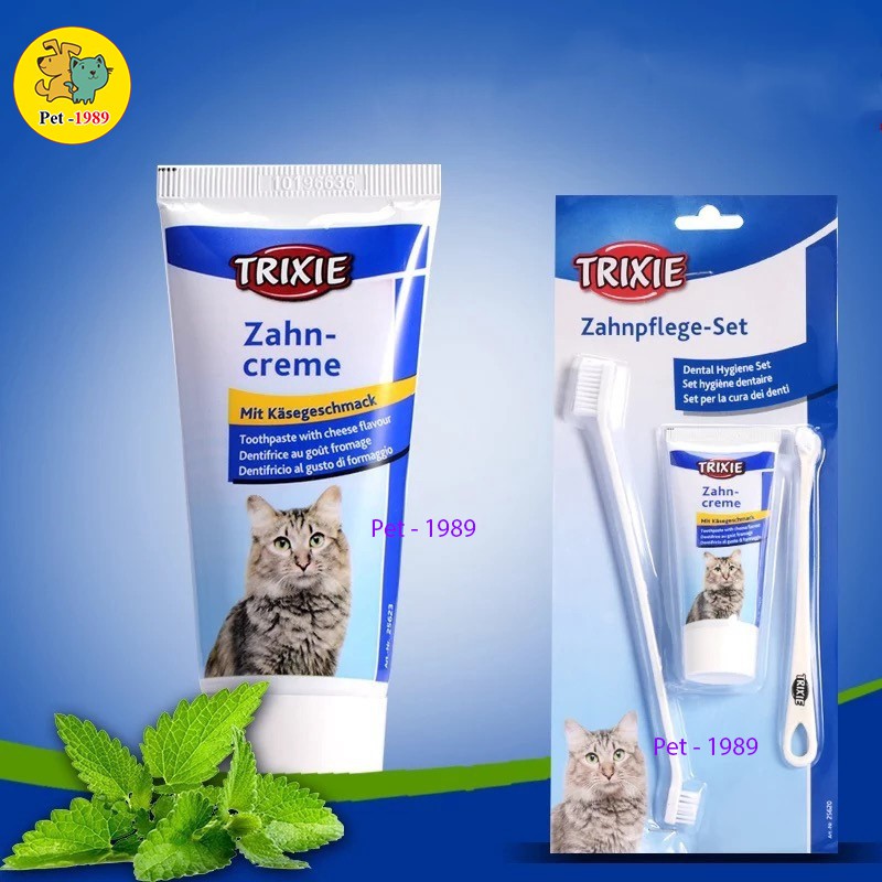 sản phẩm bàn chải + kem đánh răng TRIXIE dành riêng cho mèo Pet - 1989
