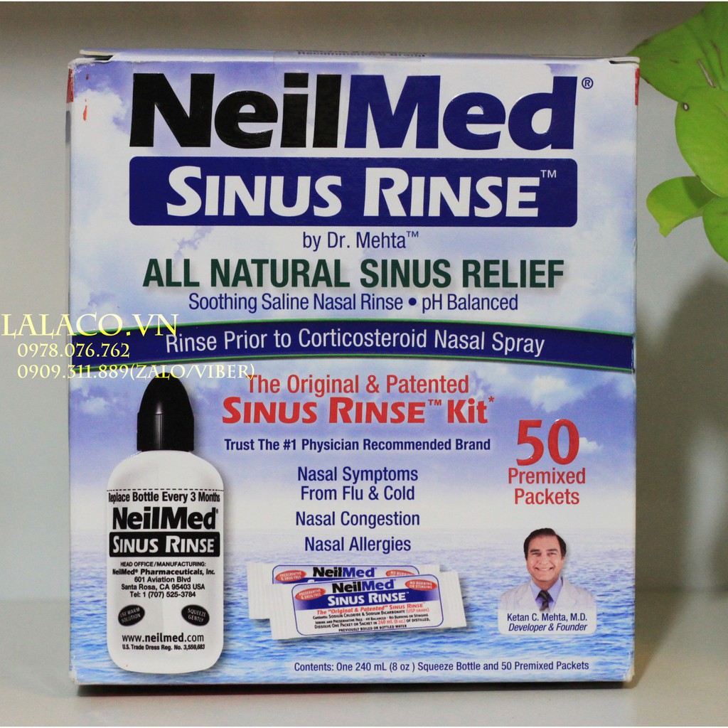 Bộ rửa mũi Neilmed Sinus Rinse (1 bình + 50 gói muối)