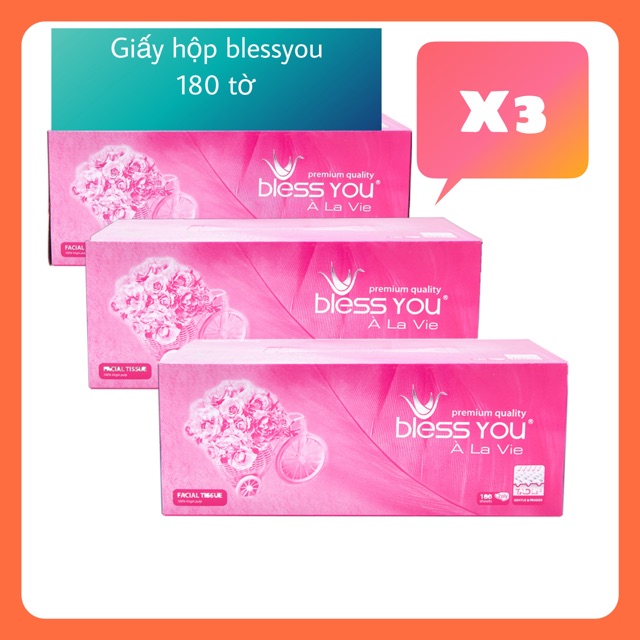 COMBO 3 HỘP KHĂN GIẤY LỤA BLESS YOU 180 TỜ