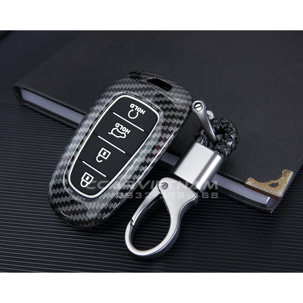 Ốp Khóa Ô Tô Hyundai Santafe 2021-2022, Tucson 2022 Vân Carbon Cao Cấp - Bọc Bảo Vệ Chìa Khóa MÃ [HYUN-21]