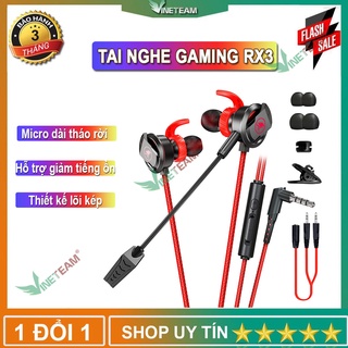 Tai nghe gaming XMOWI RX3 2 mic đàm thoại khử ồn chơi cực tốt game PUBG COD FREE FIRE tặng cáp chuyển đổi 3.5