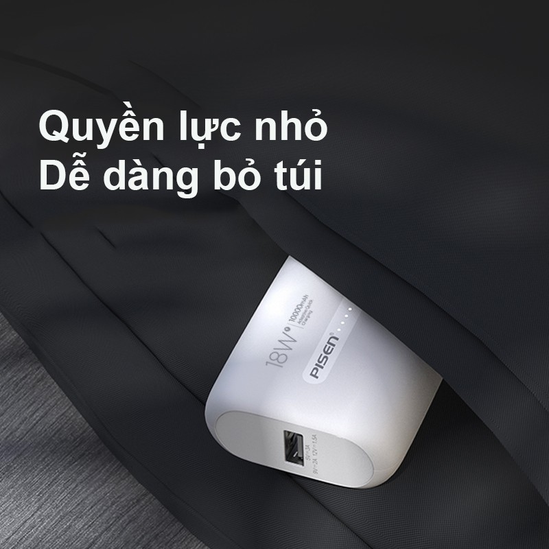 Pin sạc dự phòng Pisen Quick-mini QP18 10000mAh Led hỗ trợ sạc nhanh Chính Hãng