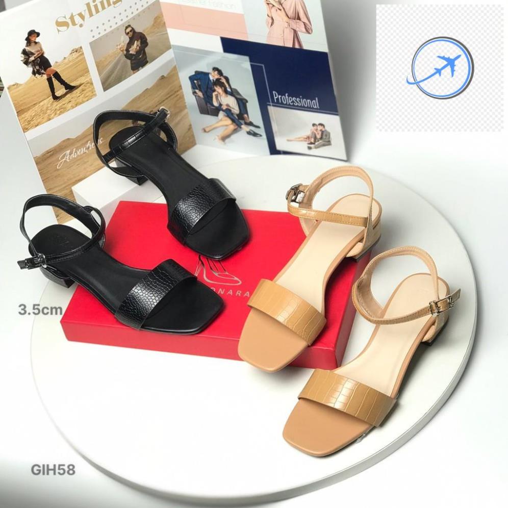 🤾👷 Sandal nữ BQ ❤️FREESHIP❤️ Giày cao gót quai hậu đế vuông 3.5cm quai dập vân cá sấu GIH58 🤾👷