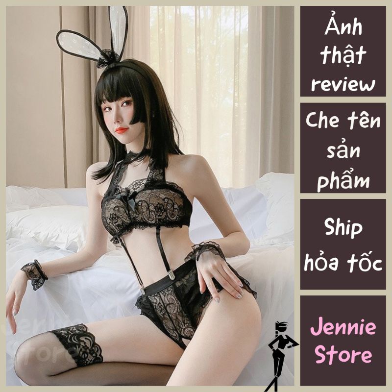 Cosplay thỏ ren bunny sexy - bộ đồ ngủ thỏ ngọc hoá trang halloween gợi cảm
