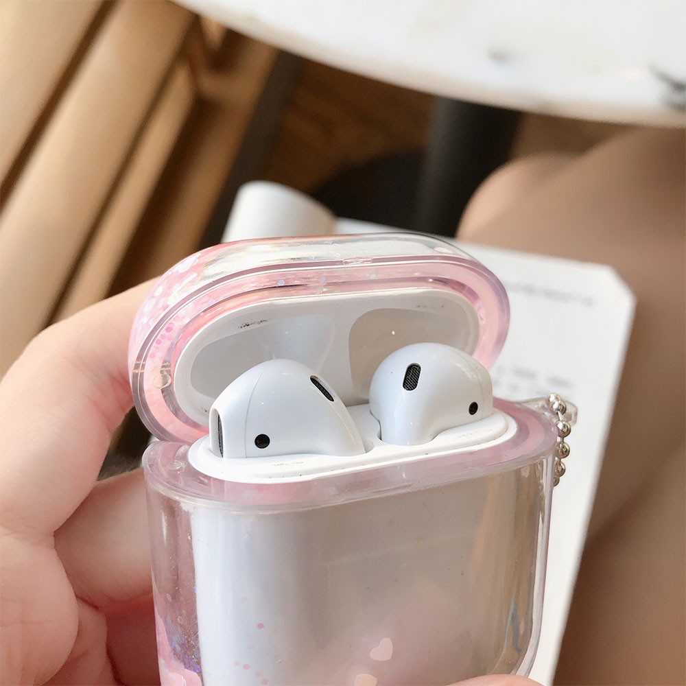 Ốp bảo vệ hộp sạc tai nghe dạng cát lỏng lấp lánh cho Apple Airpods 2 1 Pro