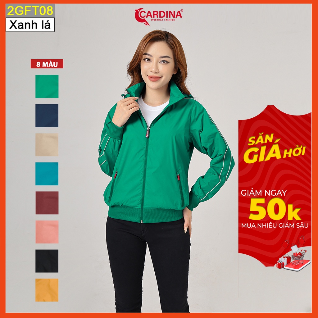 Áo gió nữ CARDINA 2 lớp lót lưới cao cấp siêu nhẹ cản gió cản bụi chống nước 2GFT