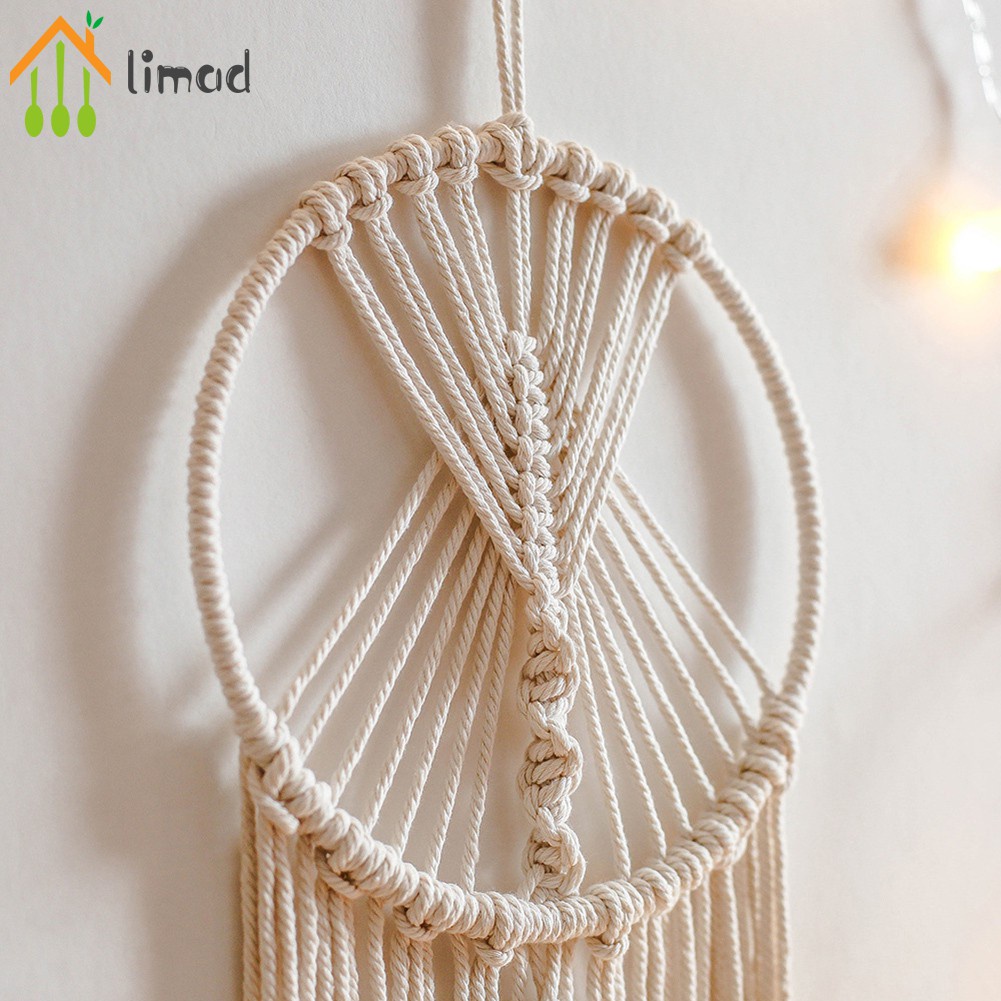 Dream Catcher Dệt Tay Phối Tua Rua Phong Cách Boho Trang Trí Nhà Cửa