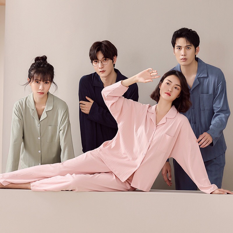 Bộ Đồ Nam Nữ Mặc Nhà Bigbang Luxury Chất Cotton Mỏng Dài Tay - Pyjama Cho Cặp Đôi - Qùa Cưới ý Nghĩa