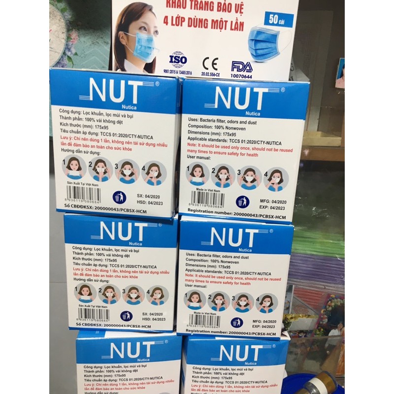 Khẩu trang NUT 4 lớp cao cấp hộp 50 cái