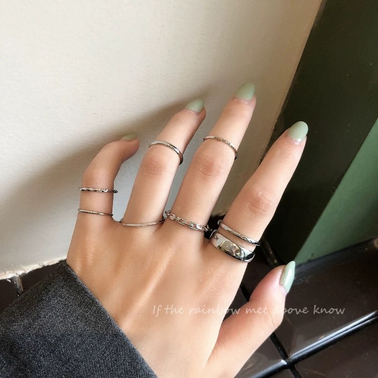 Bộ Nhẫn Hở Phong Cách Aesthatic Grunge Cổ Điển Thời Trang Cho Nam Và Nữ