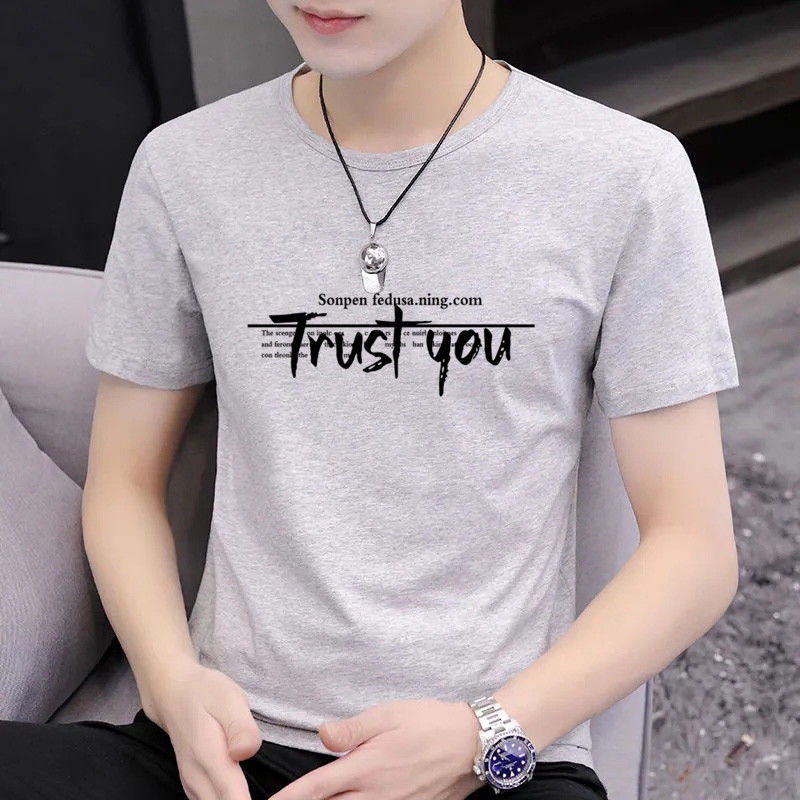 Large size men's short sleeve T-shirt male teenagers students trend T-shirt half sleeve base coat men's clothes
