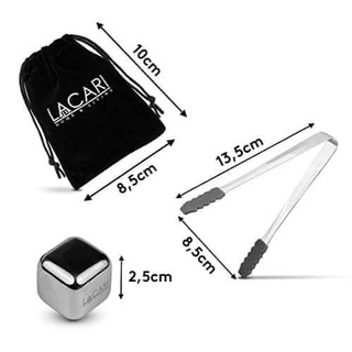 Set 8 Viên Đá Inox LACARI (kèm theo 1 cây gắp) (Hàng Đức)