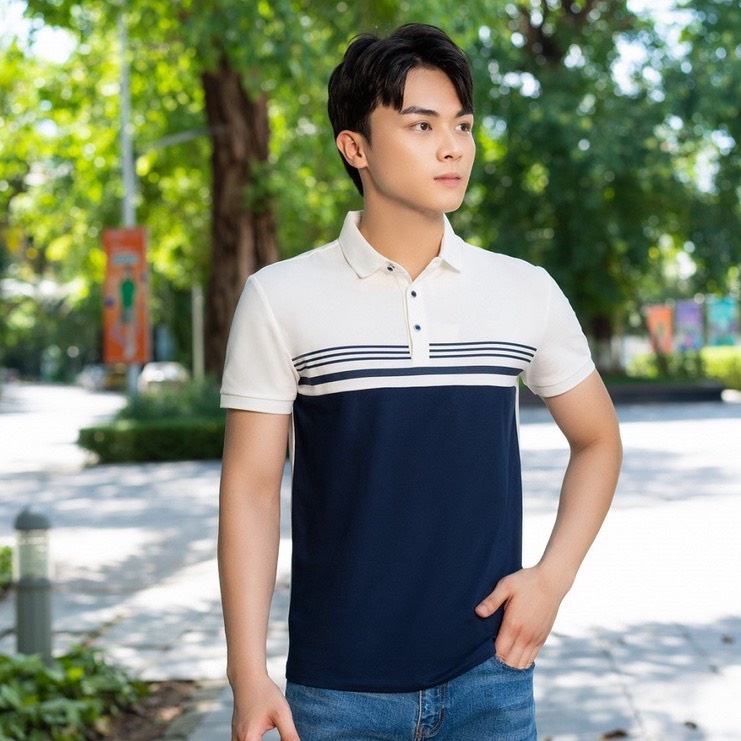 Áo Polo YODY Nam Mắt Chim Phối Màu In Vạch Thoáng Mát Dáng Đẹp APM5071