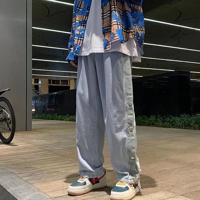 Quần jeans dài ống rộng thời trang Hàn Quốc cho nam
