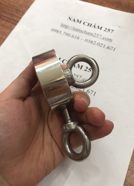 [Xả Kho] Nam châm cứu hộ D60mm, loại nam châm trắng đất hiếm có móc treo lực siêu mạnh, cẩn thận khi dùng.