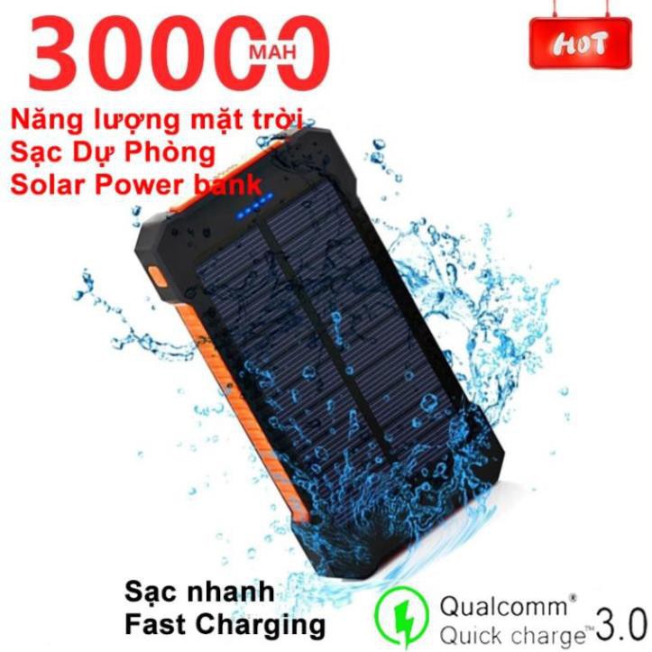 Pin sạc dự phòng 30000mAh năng lượng mặt trời, di động không thấm nước cho điện thoại thông minh sạc dự phòng Power bank