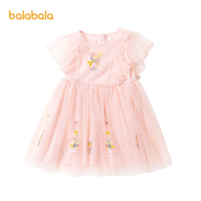(3-7 tuổi) Váy voan bé gái BALABALA 20122111100760068  màu hồng mềm mại, bồng bềnh (ảnh thật)