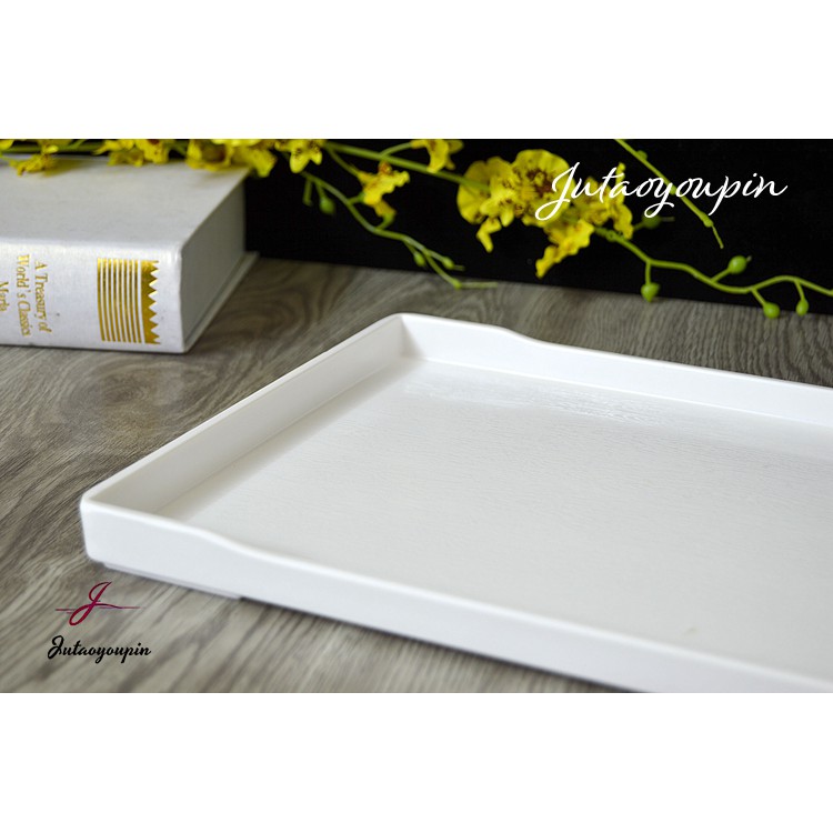 Khay Nhựa Melamine Giả Gỗ Hình Chữ Nhật Chống Trượt Tiện Dụng