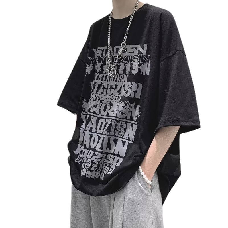 Áo Thun Tay Ngắn Dáng Rộng In Chữ Phong Cách Hip Hop Nhật Bản Thời Trang Mùa Hè Cho Nam Và Nữ size M-8XL