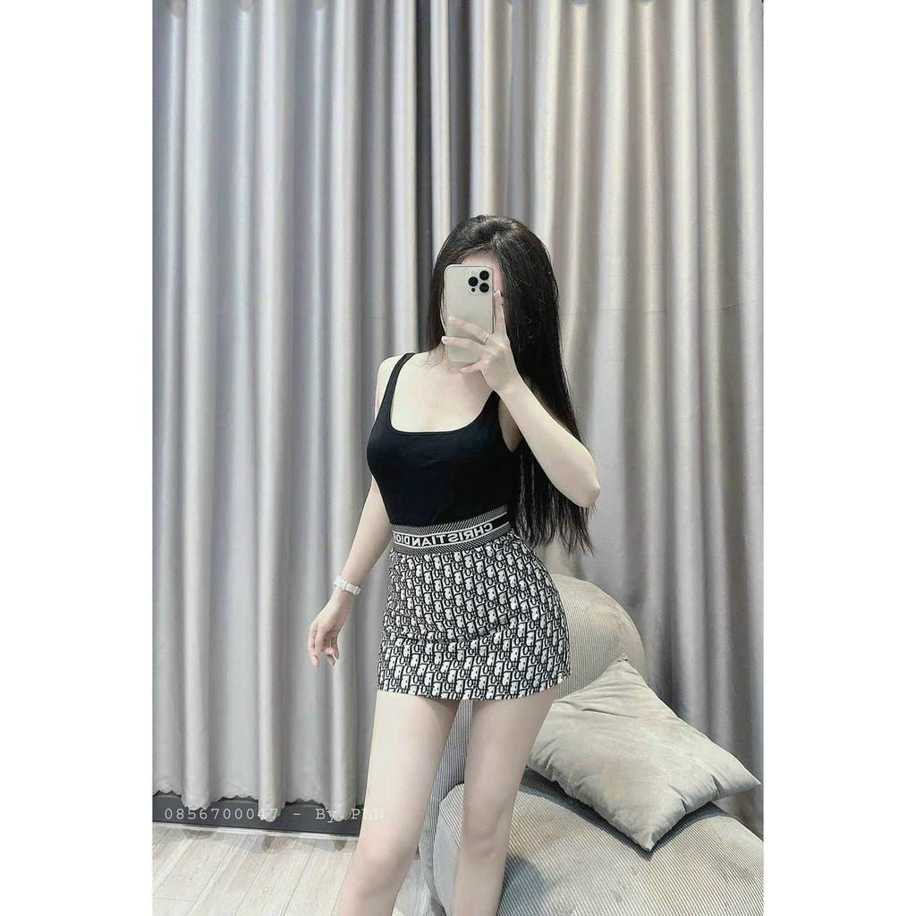 Sét bộ đồ nữ áo borip sang chảnh mix chân váy ôm dáng ( có lót, kèm dây ) cực xinh 2 màu đi chơi cá tính