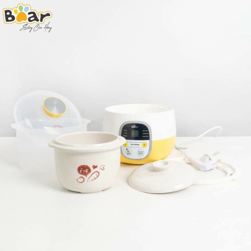 [Bản quốc tế] Nồi nấu chậm Bear 0,6L nấu cháo, hầm, hấp cách thủy cho bé ăn dặm