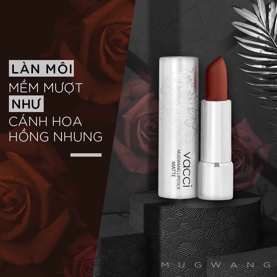 Son Nhung Lì Cao Cấp Vacci Mugwang Lipstick Matte - Màu chuẩn lì mềm mịn như nhung