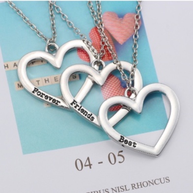 Set 3 dây chuyền tình bạn mặt hình trái tim hợp thời trang