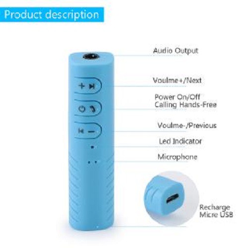 Bộ đầu chuyển đổi tín hiệu âm thanh giắc 3.5mm Bluetooth 4.2 kèm mic cho xe hơi