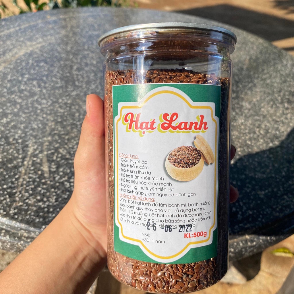 500gr HẠT LANH Canada- hạt lanh hữu cơ, hũ inox kèm nắp