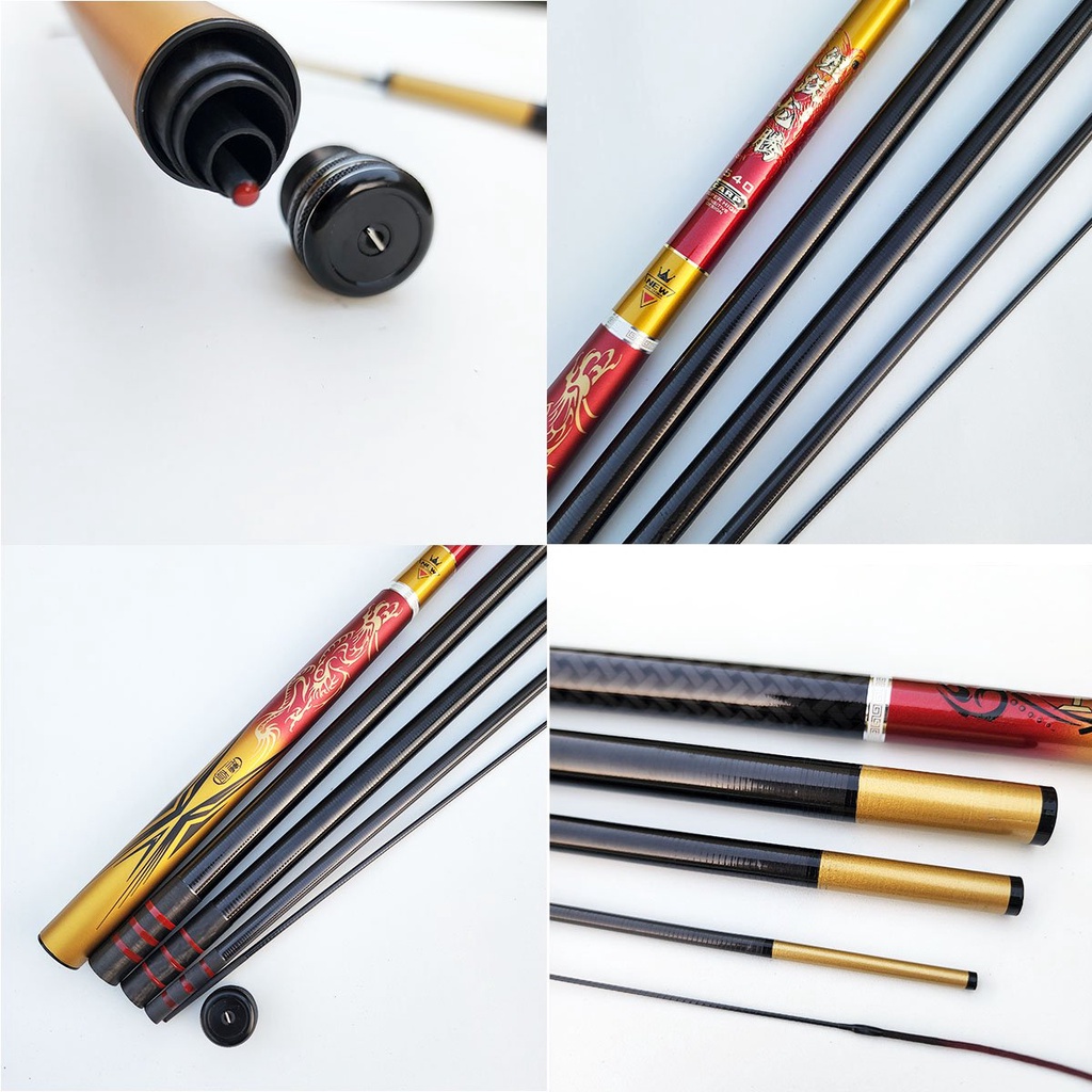 Cần câu tay 5H Tiềm Long cần câu đài cao cấp vân carbon thế hệ mới tặng kèm ngọn phụ CD37