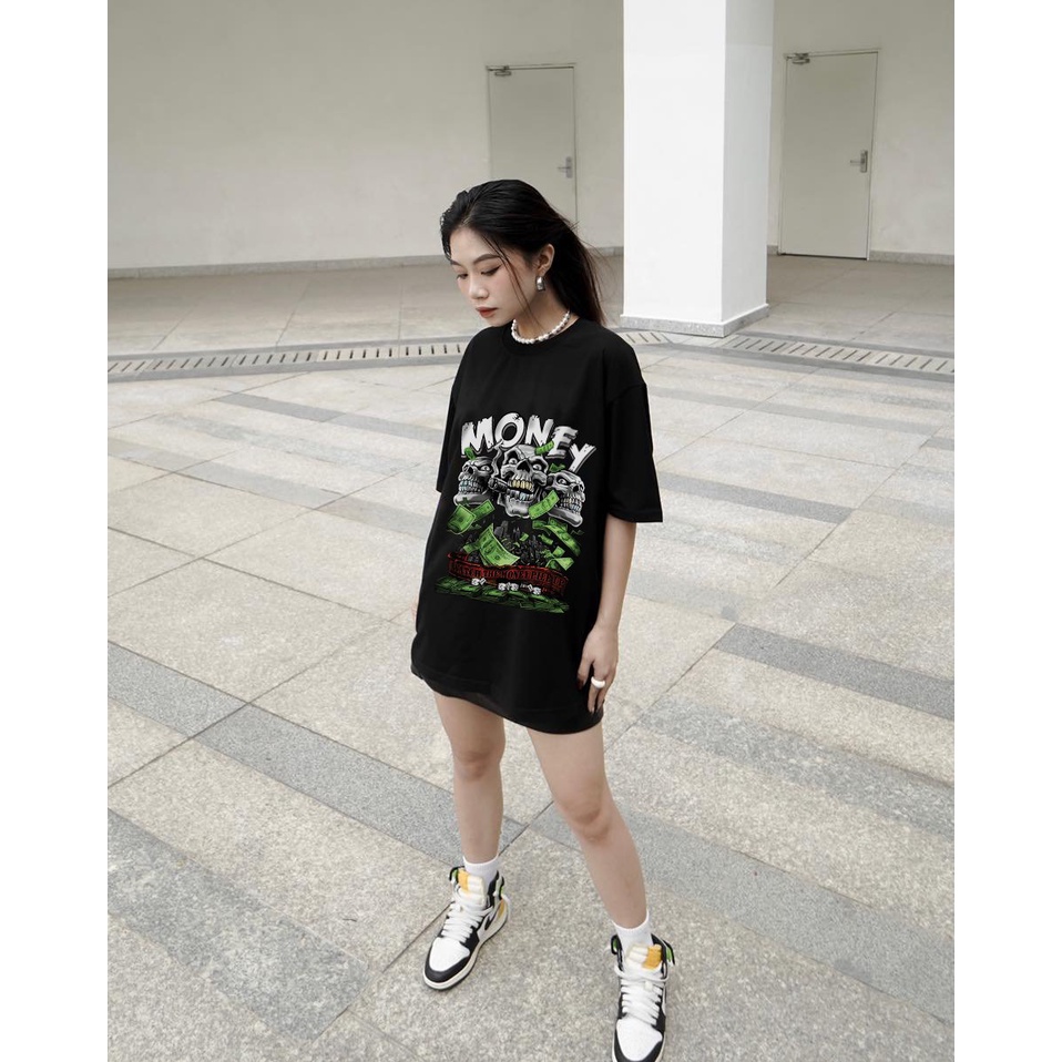 41Ry / Áo thun tay lỡ MONEY phông Unisex nam nữ Cotton oversize form rộng LUNACY !