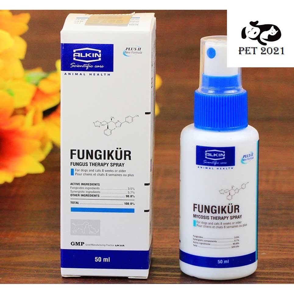 ALKIN FUNGIKUR 50ml Xịt Chữa Nấm, Ve Rận Ghẻ Ngứa Viêm Da Cho Chó Mèo