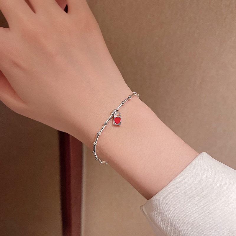 Vòng Tay Thép Titan Mặt Hình Trái Tim Thời Trang Dành Cho Nữ
