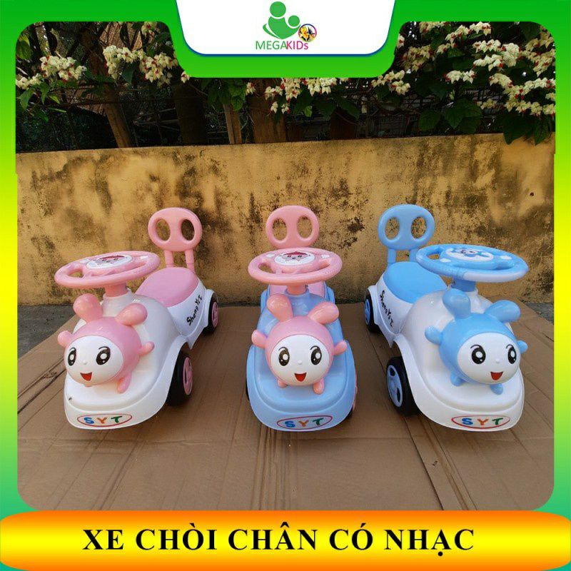 Xe lắc bơi chòi chân Heo Peppapig cho bé có nhạc + còi + thùng đồ + tựa lưng (Xe chòi chân cho bé)