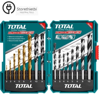 Bộ 16 mũi khoan sắt, bê tông, gỗ total tacsd6165